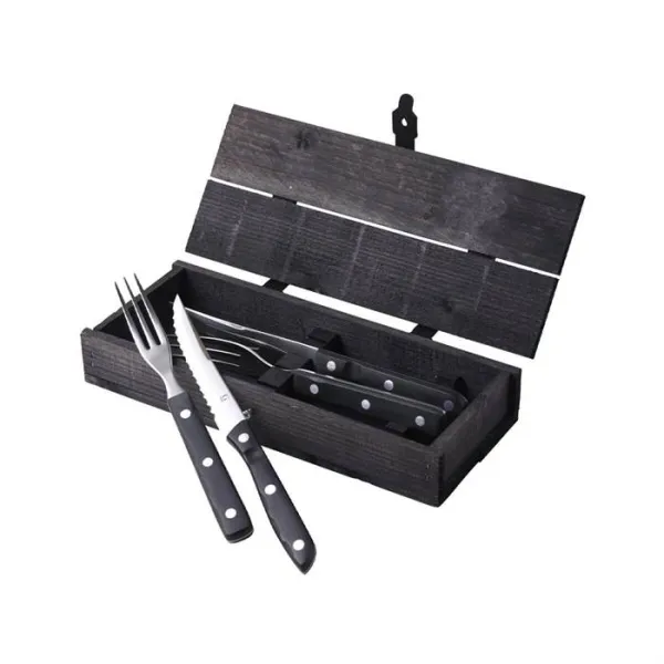 Gense Old farmer steak-/grillbestik 4 dele - Sort/stål